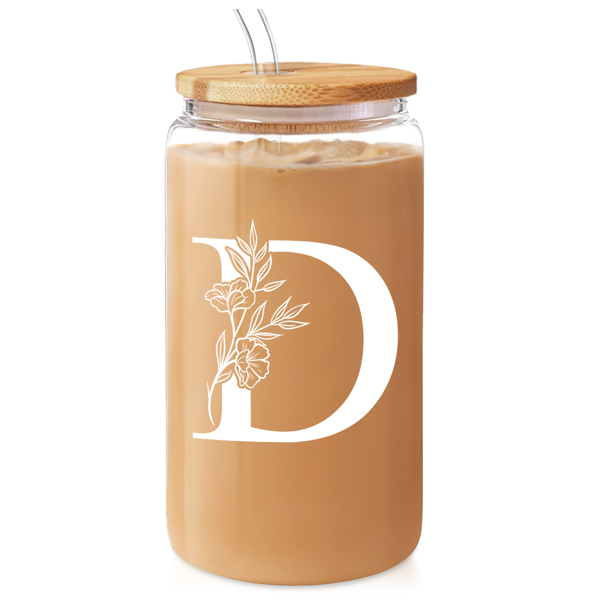 Monogram GlassGlow | Glass Tumbler with Bamboo Lid 16oz