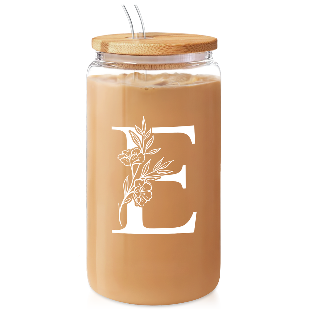 Monogram GlassGlow | Glass Tumbler with Bamboo Lid 16oz