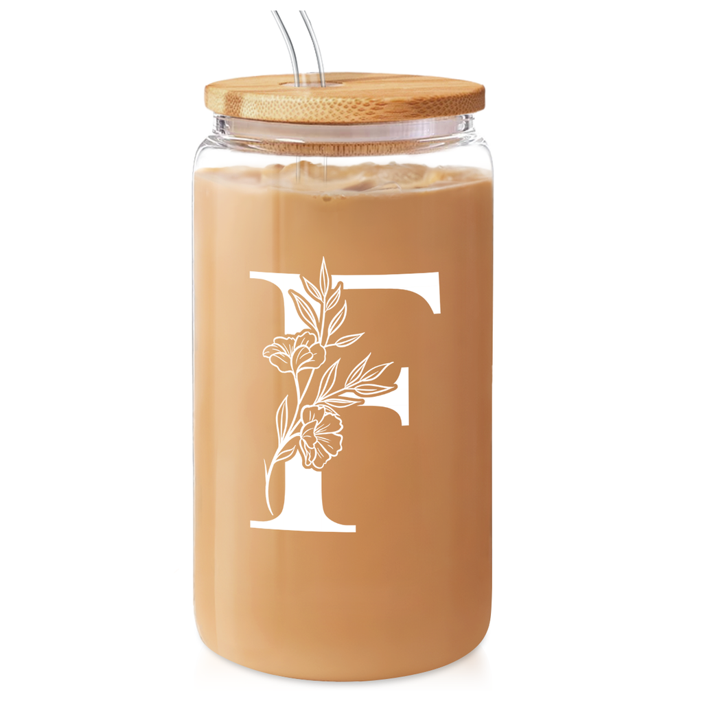 Monogram GlassGlow | Glass Tumbler with Bamboo Lid 16oz