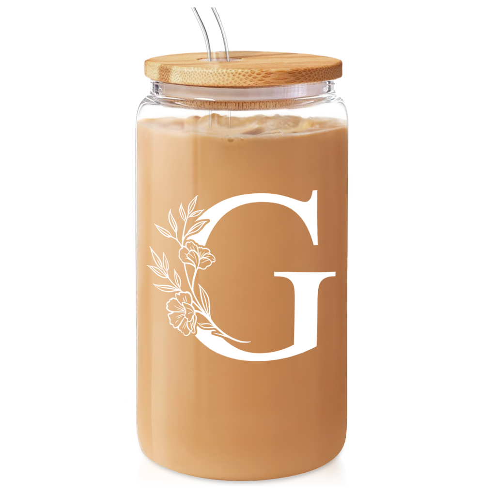 Monogram GlassGlow | Glass Tumbler with Bamboo Lid 16oz