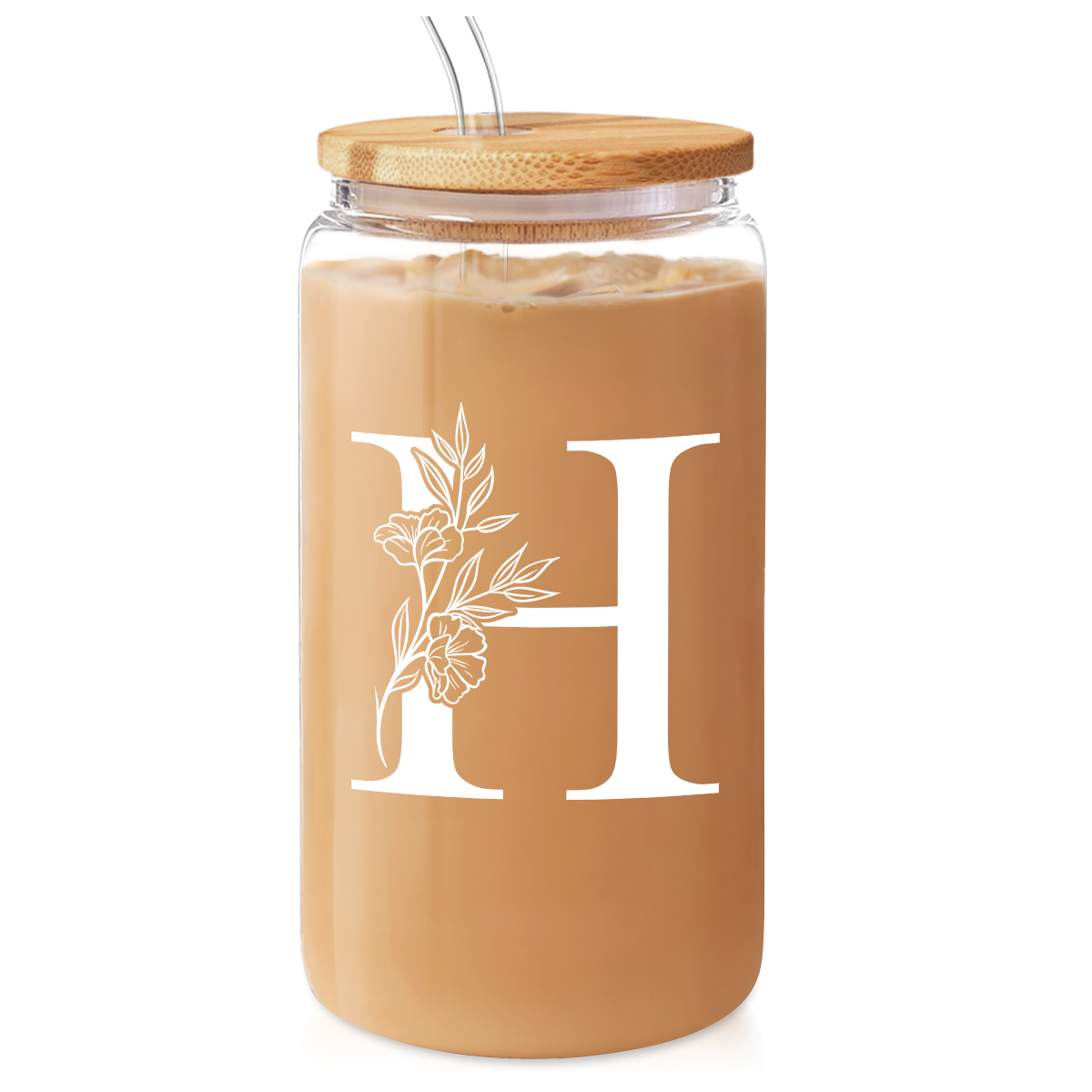 Monogram GlassGlow | Glass Tumbler with Bamboo Lid 16oz