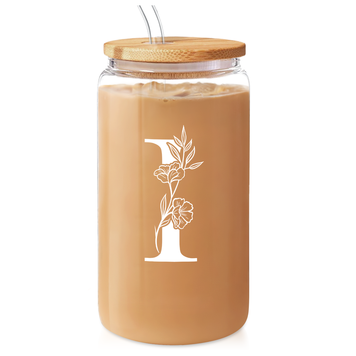 Monogram GlassGlow | Glass Tumbler with Bamboo Lid 16oz