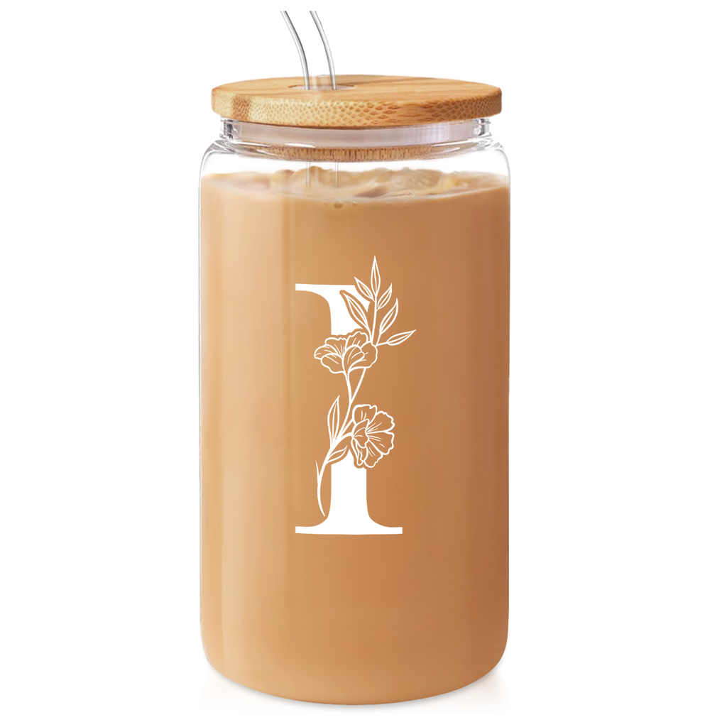 Monogram GlassGlow | Glass Tumbler with Bamboo Lid 16oz