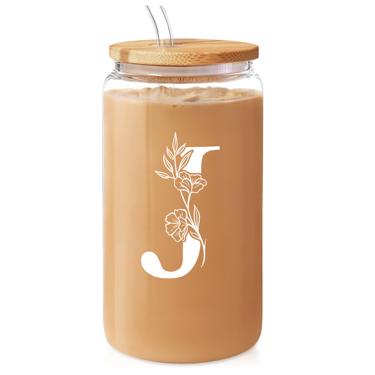 Monogram GlassGlow | Glass Tumbler with Bamboo Lid 16oz