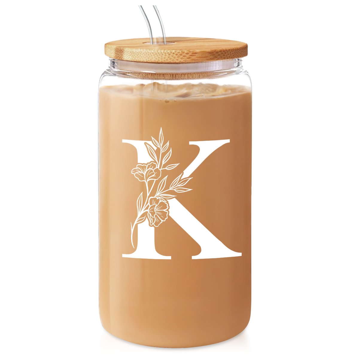 Monogram GlassGlow | Glass Tumbler with Bamboo Lid 16oz