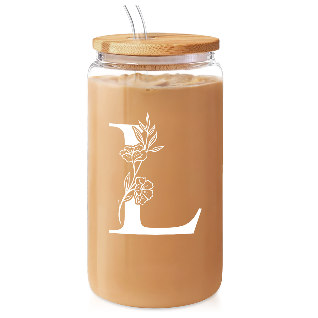 Monogram GlassGlow | Glass Tumbler with Bamboo Lid 16oz
