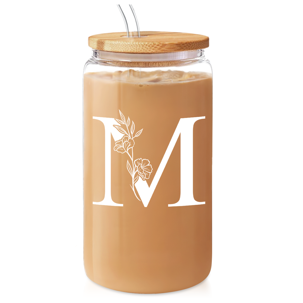 Monogram GlassGlow | Glass Tumbler with Bamboo Lid 16oz