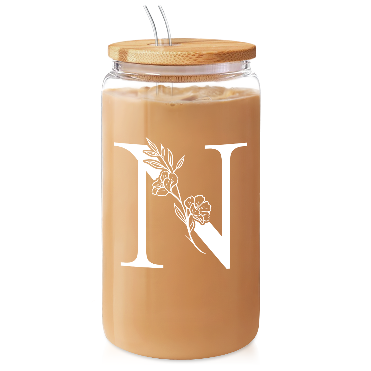 Monogram GlassGlow | Glass Tumbler with Bamboo Lid 16oz