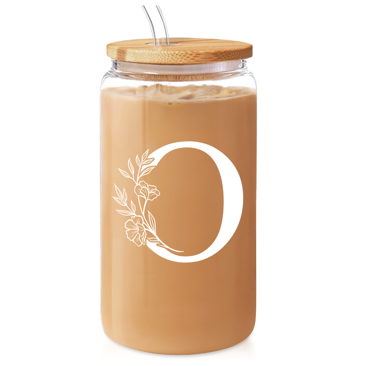 Monogram GlassGlow | Glass Tumbler with Bamboo Lid 16oz
