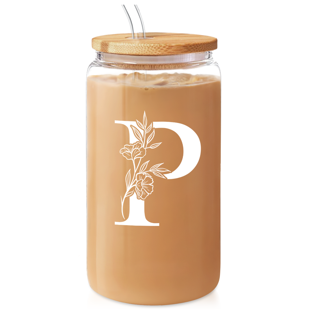 Monogram GlassGlow | Glass Tumbler with Bamboo Lid 16oz