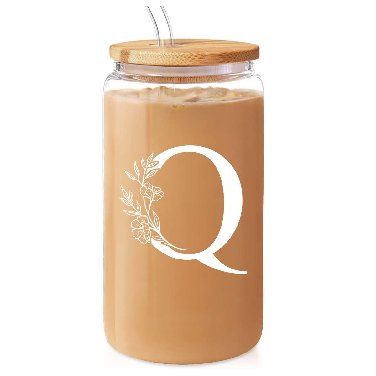 Monogram GlassGlow | Glass Tumbler with Bamboo Lid 16oz