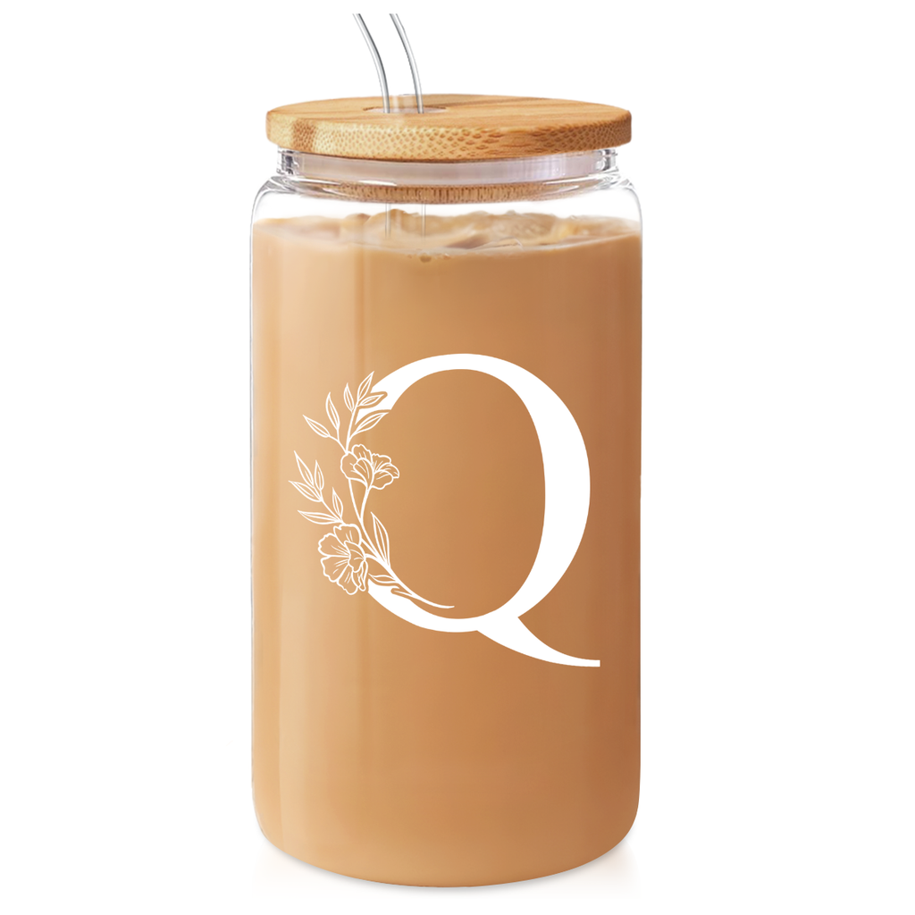 Monogram GlassGlow | Glass Tumbler with Bamboo Lid 16oz