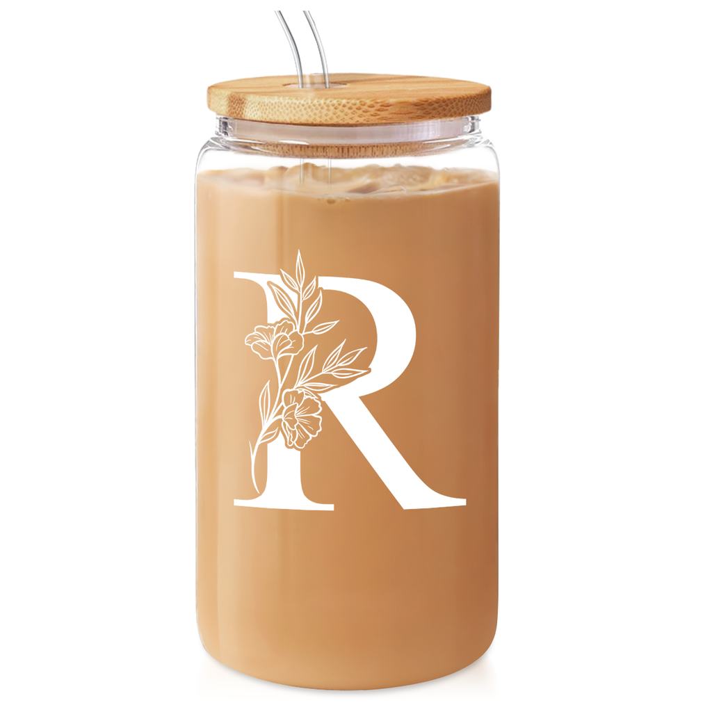Monogram GlassGlow | Glass Tumbler with Bamboo Lid 16oz