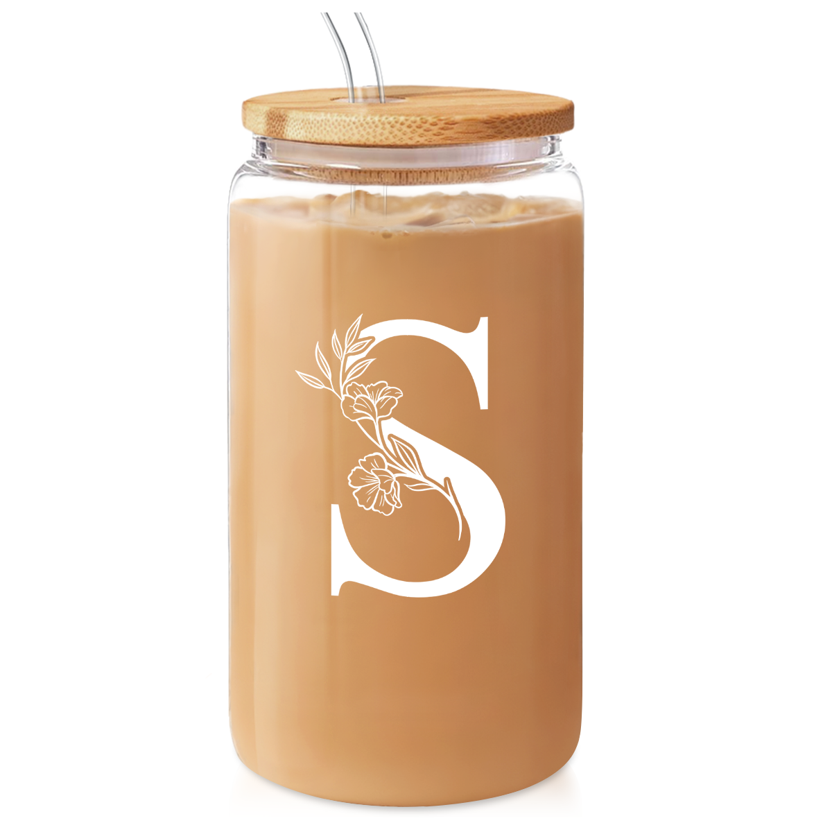 Monogram GlassGlow | Glass Tumbler with Bamboo Lid 16oz