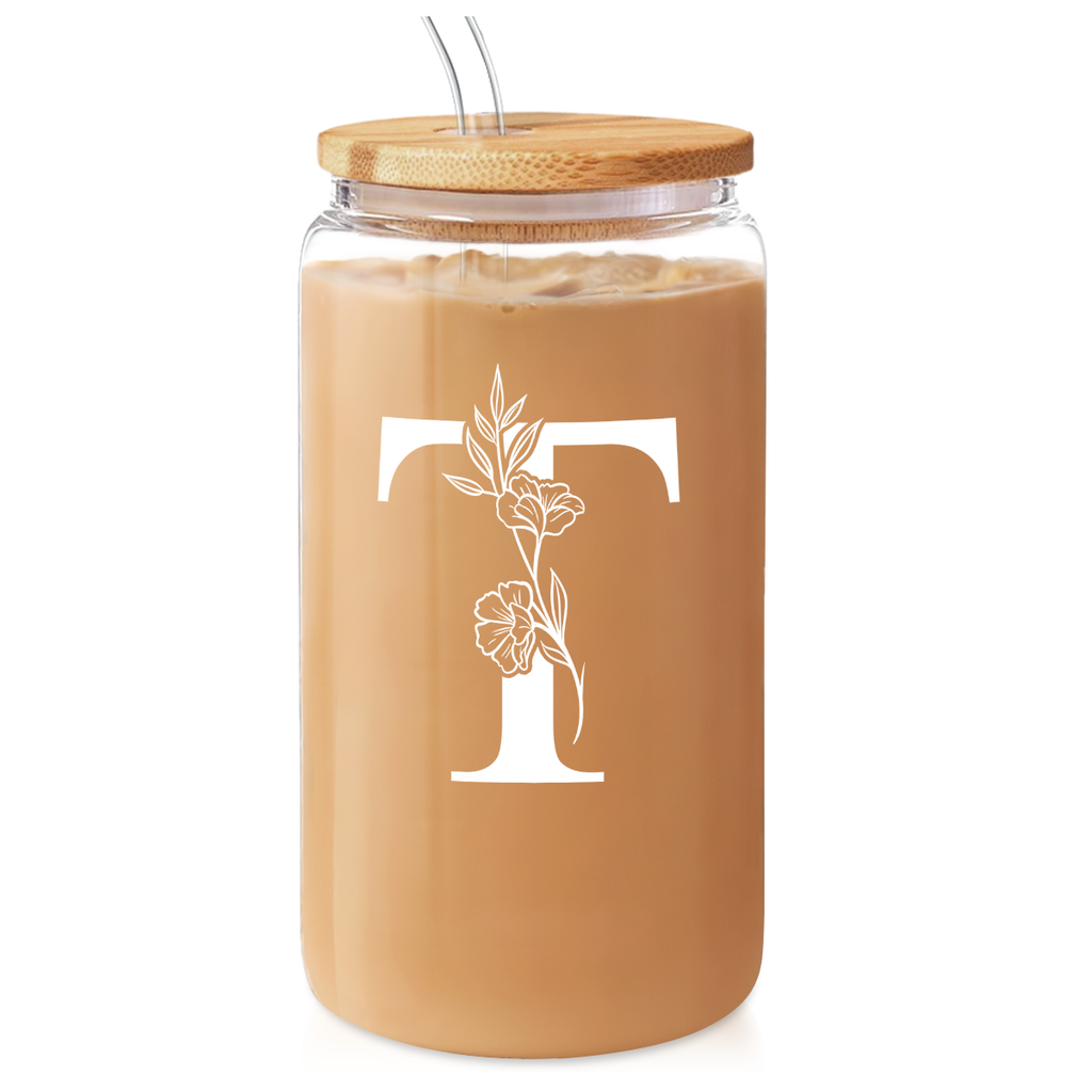 Monogram GlassGlow | Glass Tumbler with Bamboo Lid 16oz
