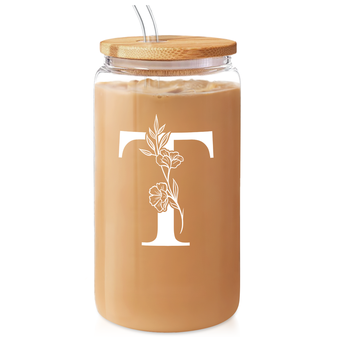 Monogram GlassGlow | Glass Tumbler with Bamboo Lid 16oz