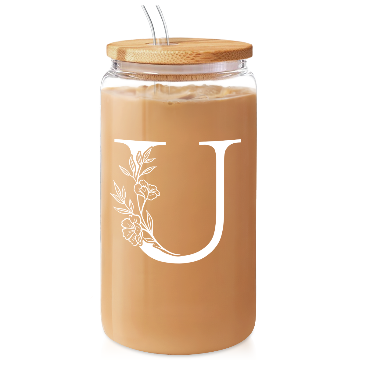 Monogram GlassGlow | Glass Tumbler with Bamboo Lid 16oz