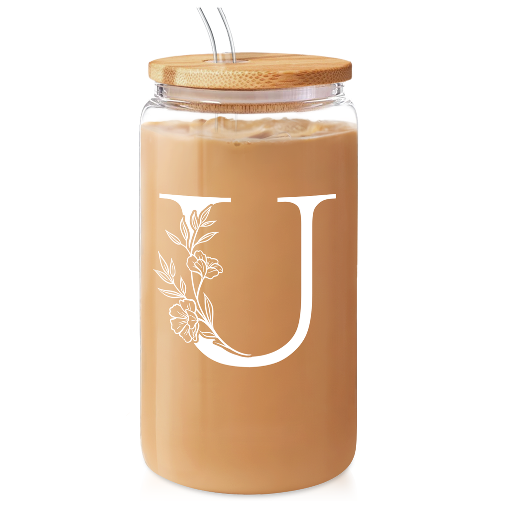Monogram GlassGlow | Glass Tumbler with Bamboo Lid 16oz