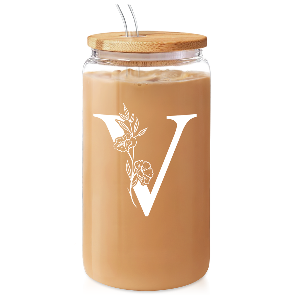 Monogram GlassGlow | Glass Tumbler with Bamboo Lid 16oz