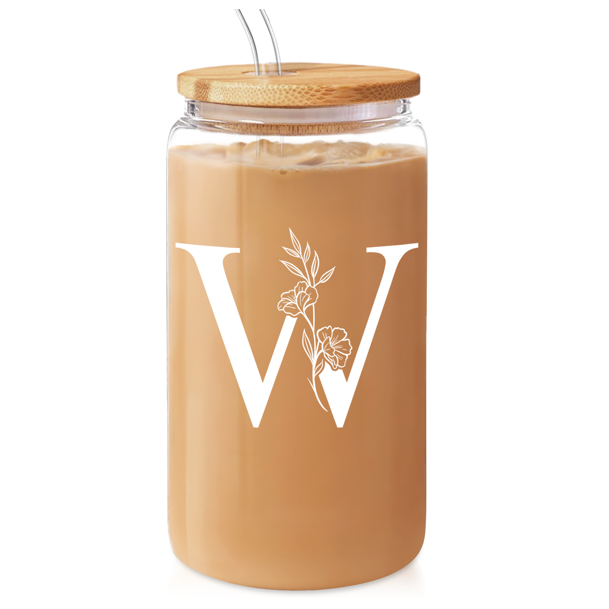 Monogram GlassGlow | Glass Tumbler with Bamboo Lid 16oz