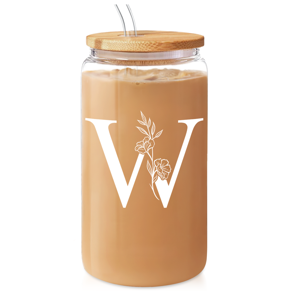 Monogram GlassGlow | Glass Tumbler with Bamboo Lid 16oz