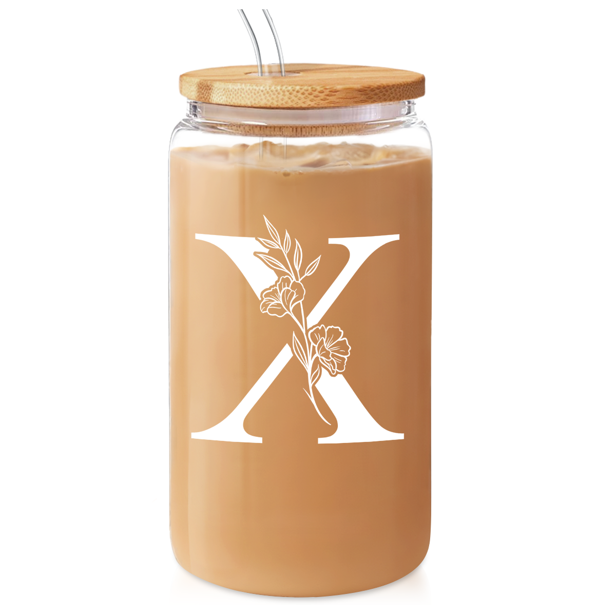 Monogram GlassGlow | Glass Tumbler with Bamboo Lid 16oz