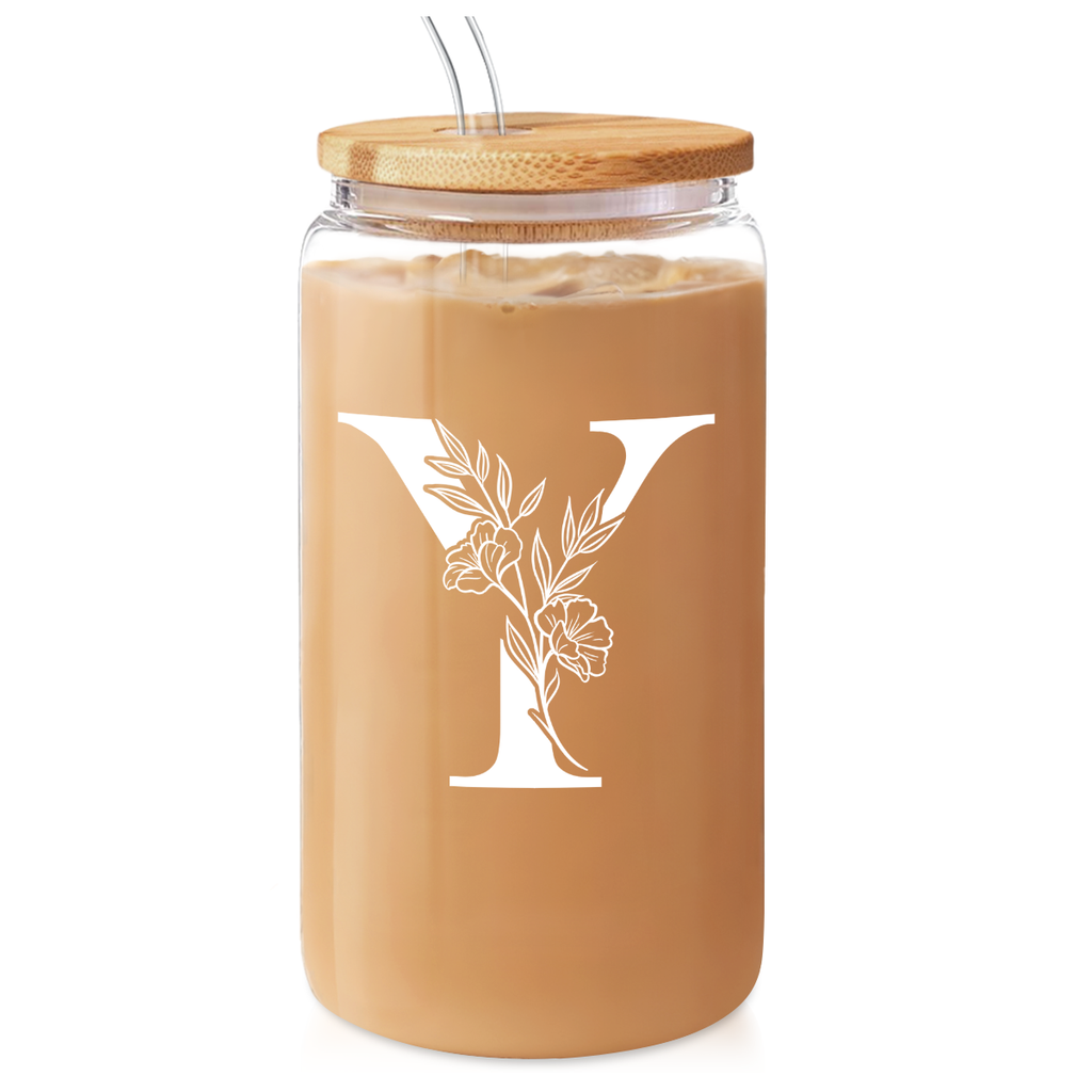Monogram GlassGlow | Glass Tumbler with Bamboo Lid 16oz