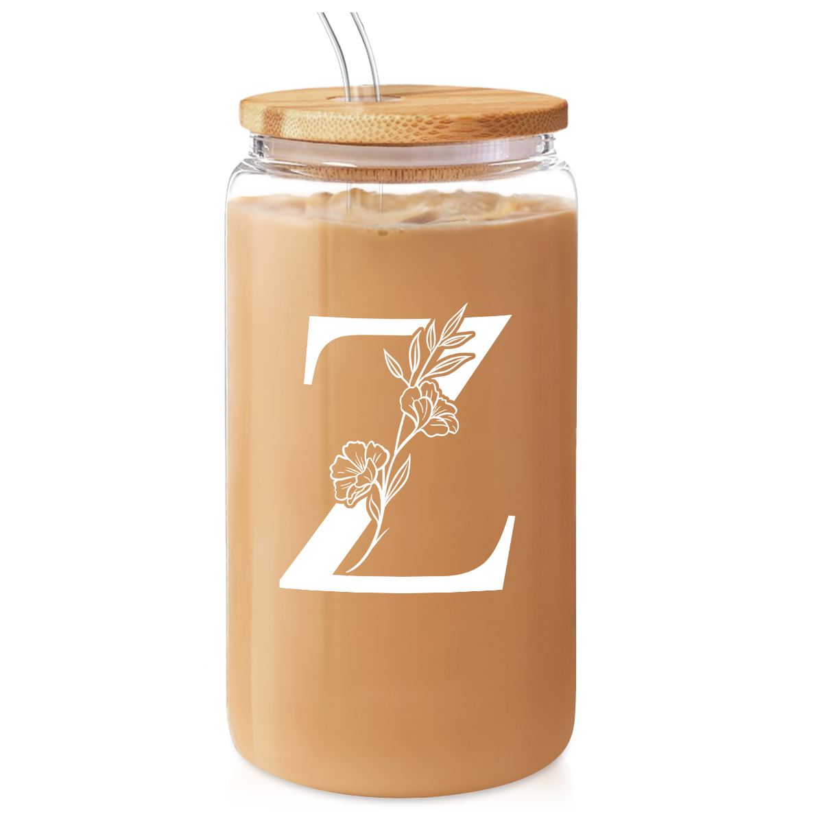Monogram GlassGlow | Glass Tumbler with Bamboo Lid 16oz