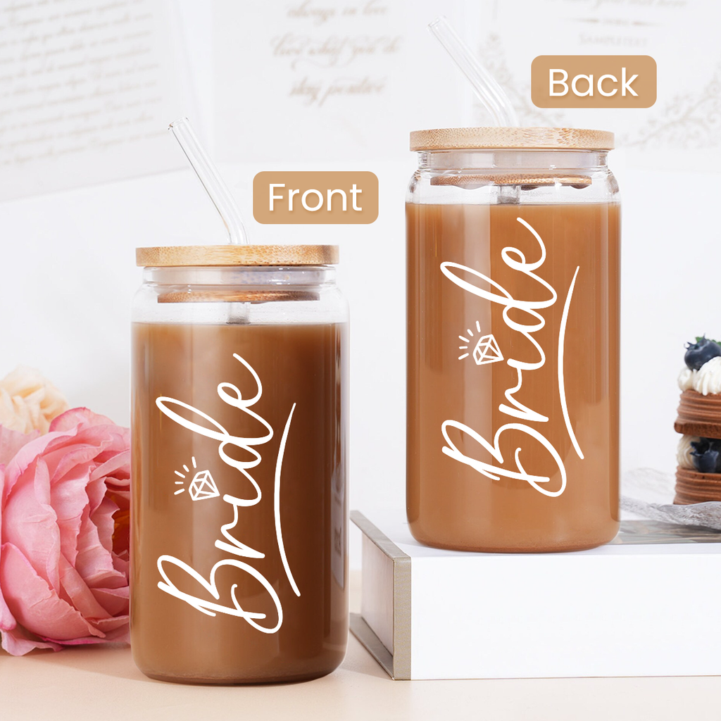 Bride GlassGlow | Glass Tumbler with Bamboo Lid 16oz