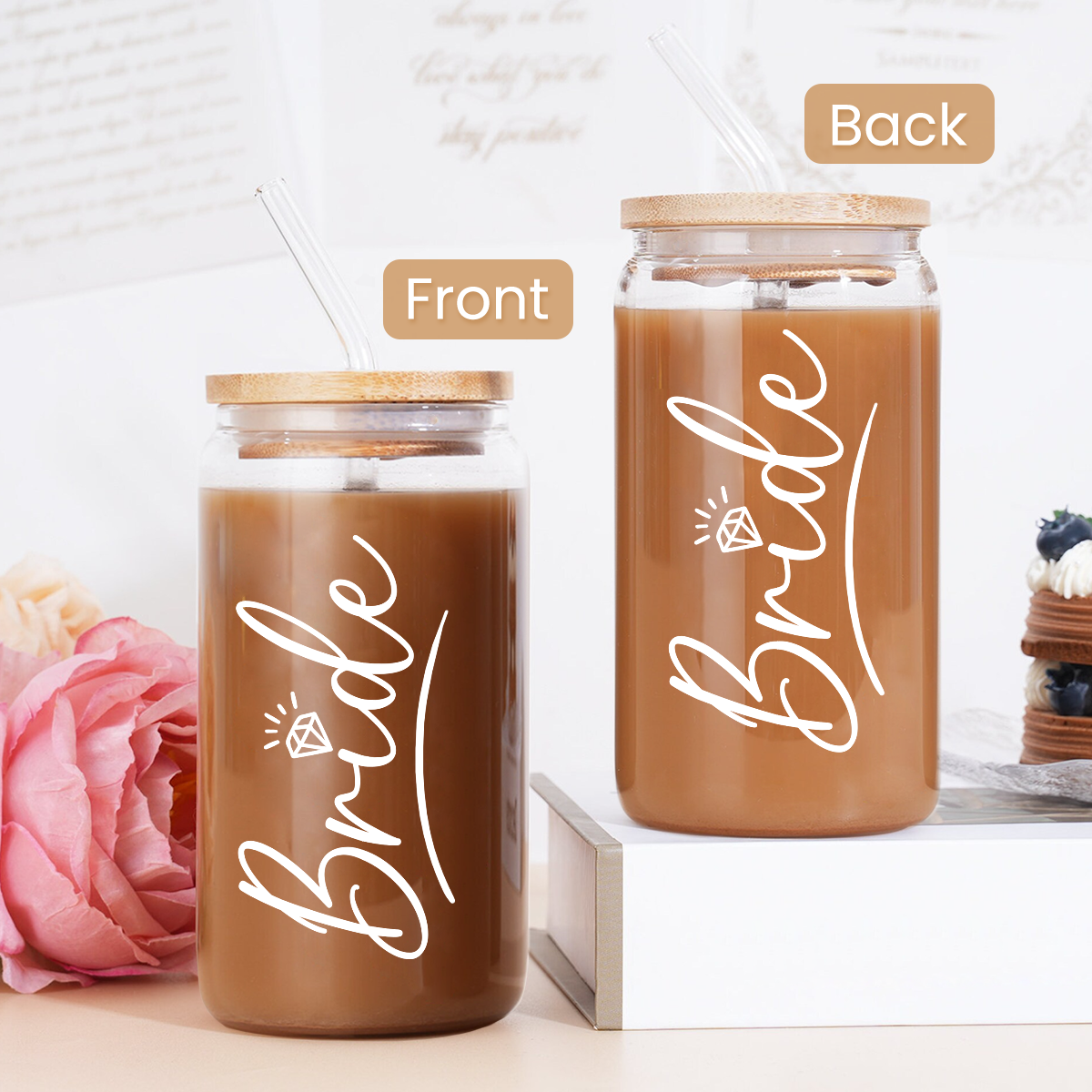 Bride GlassGlow | Glass Tumbler with Bamboo Lid 16oz