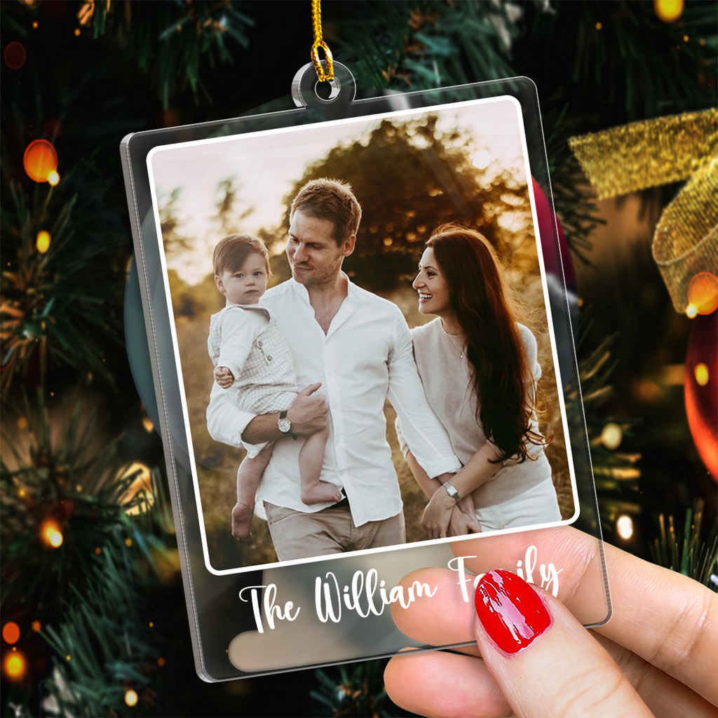 Personalized Family Name Photo Ornament - Customized Photo Shaped Acrylic Ornaments, Custom Ornaments, Birthday Gift for Family Members, Xmas Gift