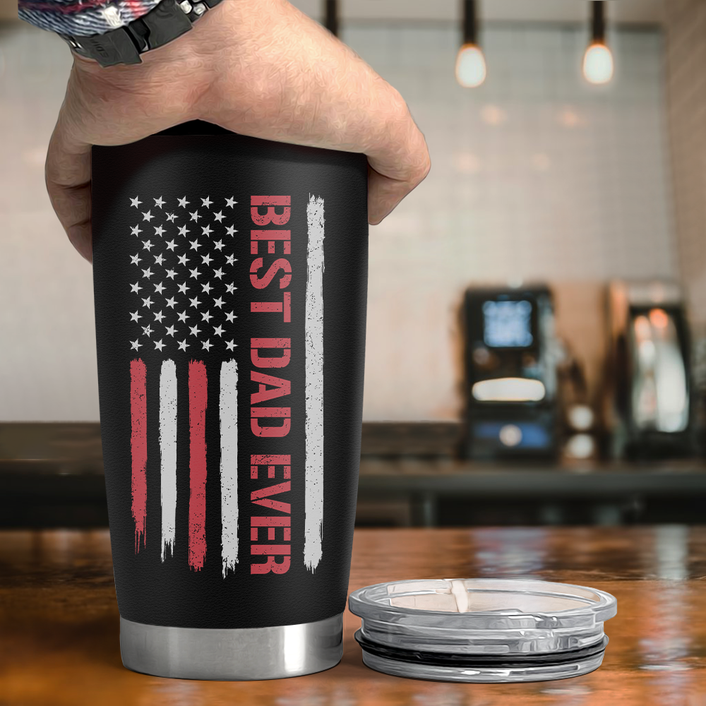 Black Best Dad Ever Stainless Steel Curved Tumbler 20oz