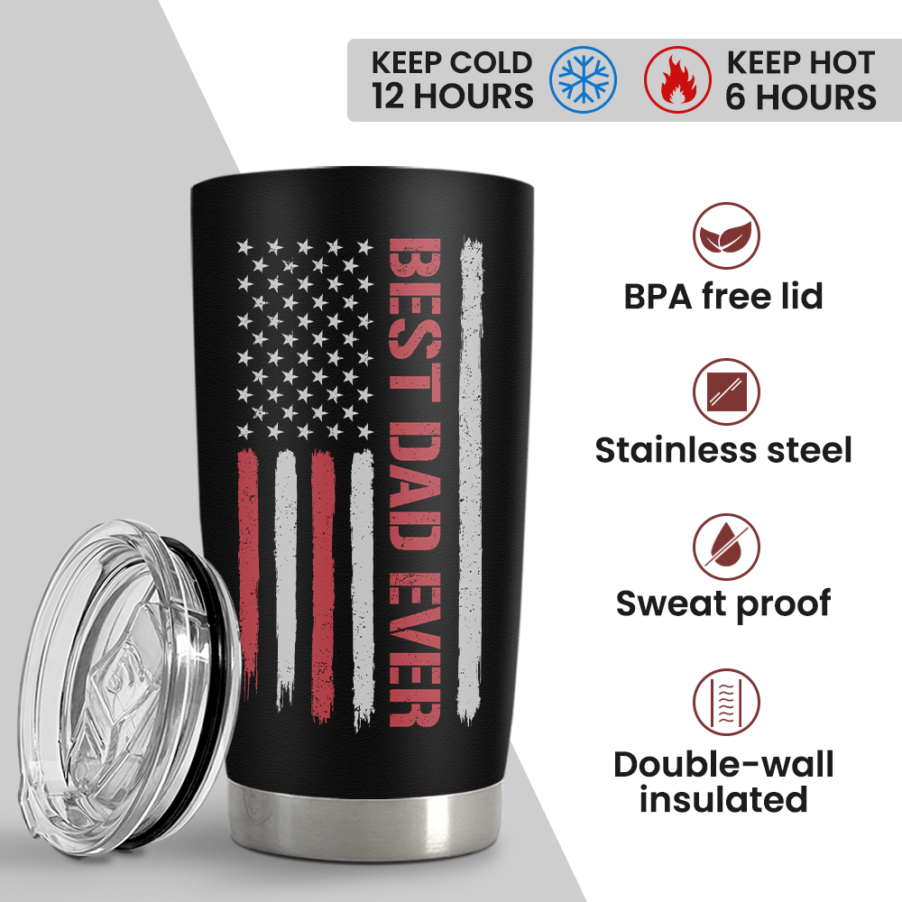 Black Best Dad Ever Stainless Steel Curved Tumbler 20oz