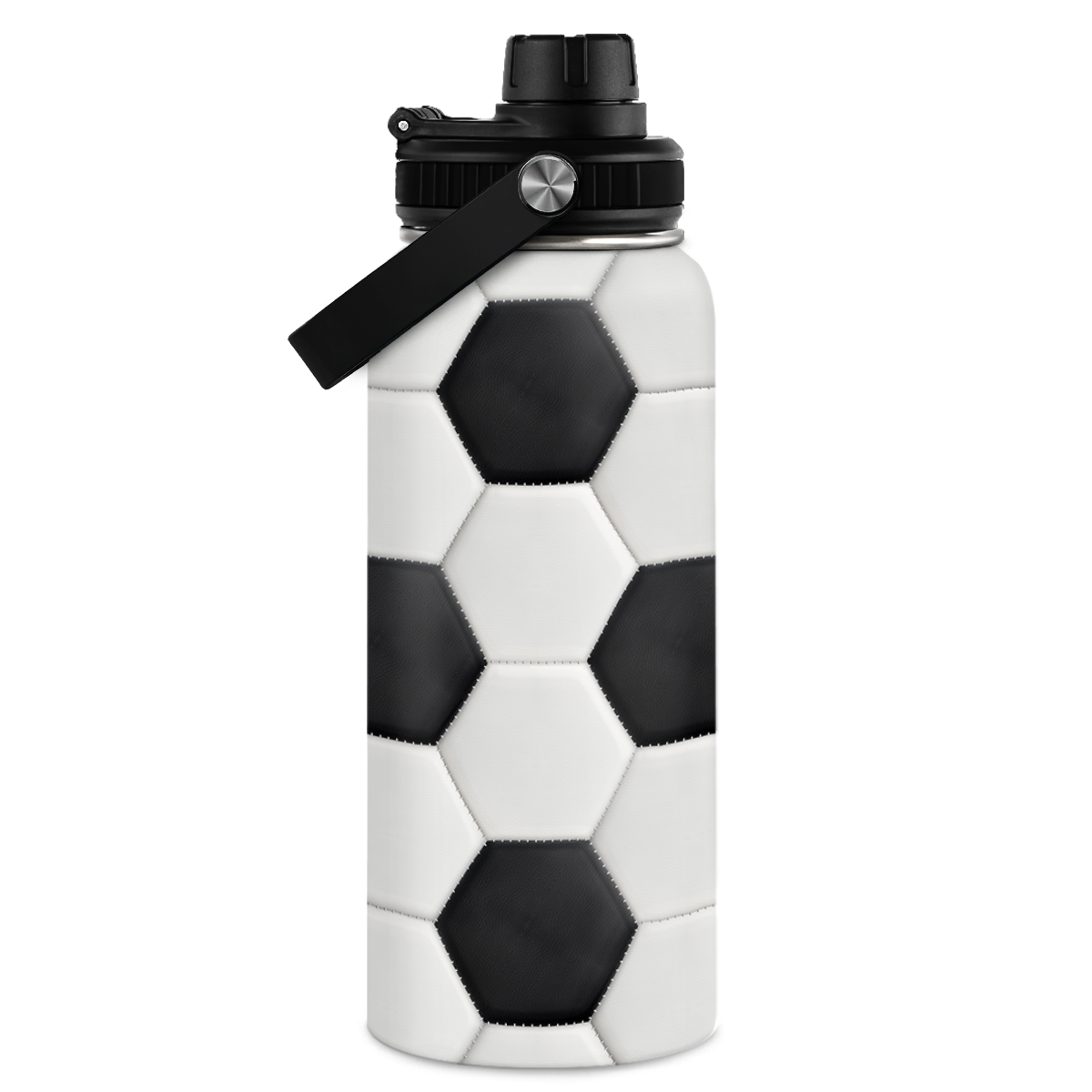White Soccer Chug Lid Water Bottle 32oz