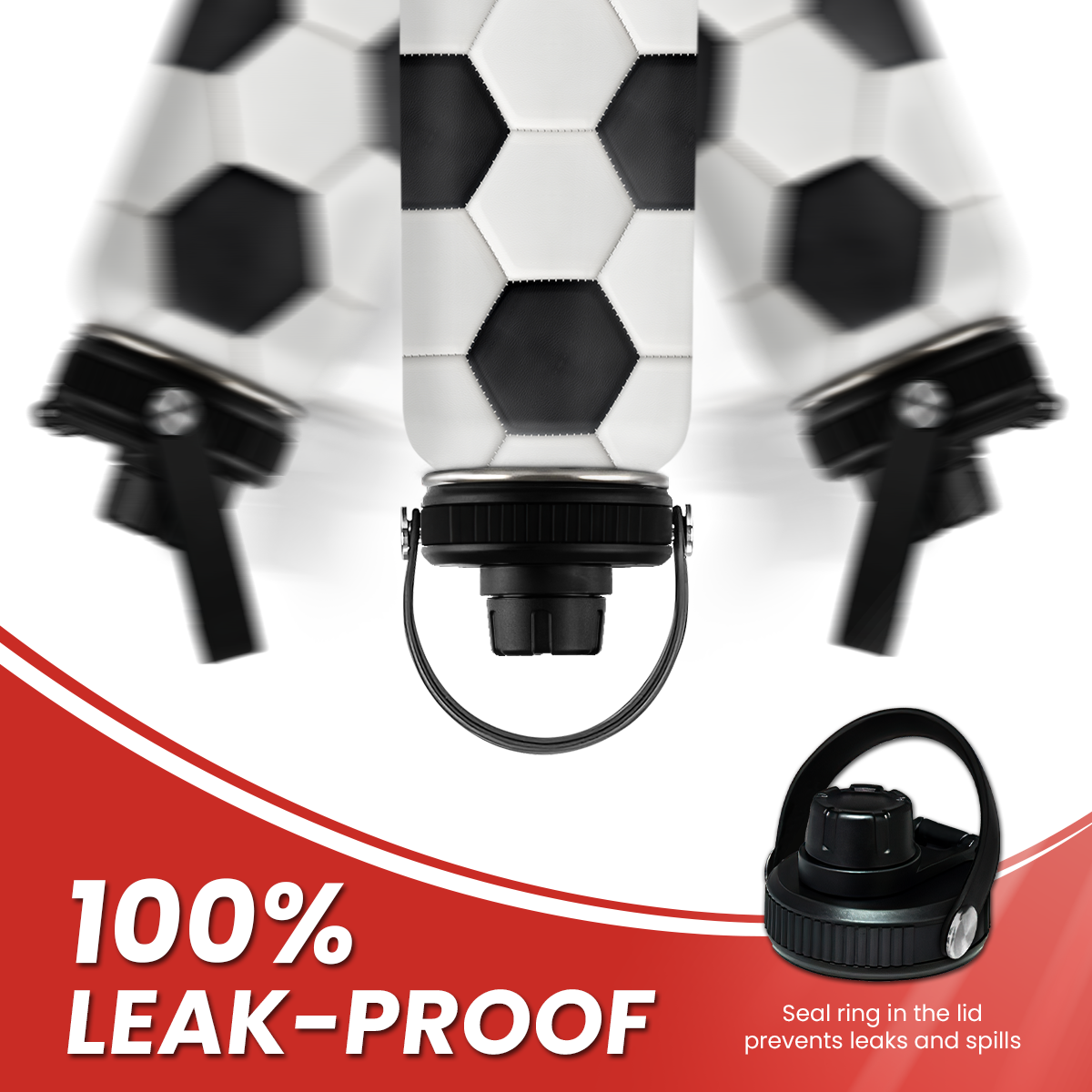 White Soccer Chug Lid Water Bottle 32oz