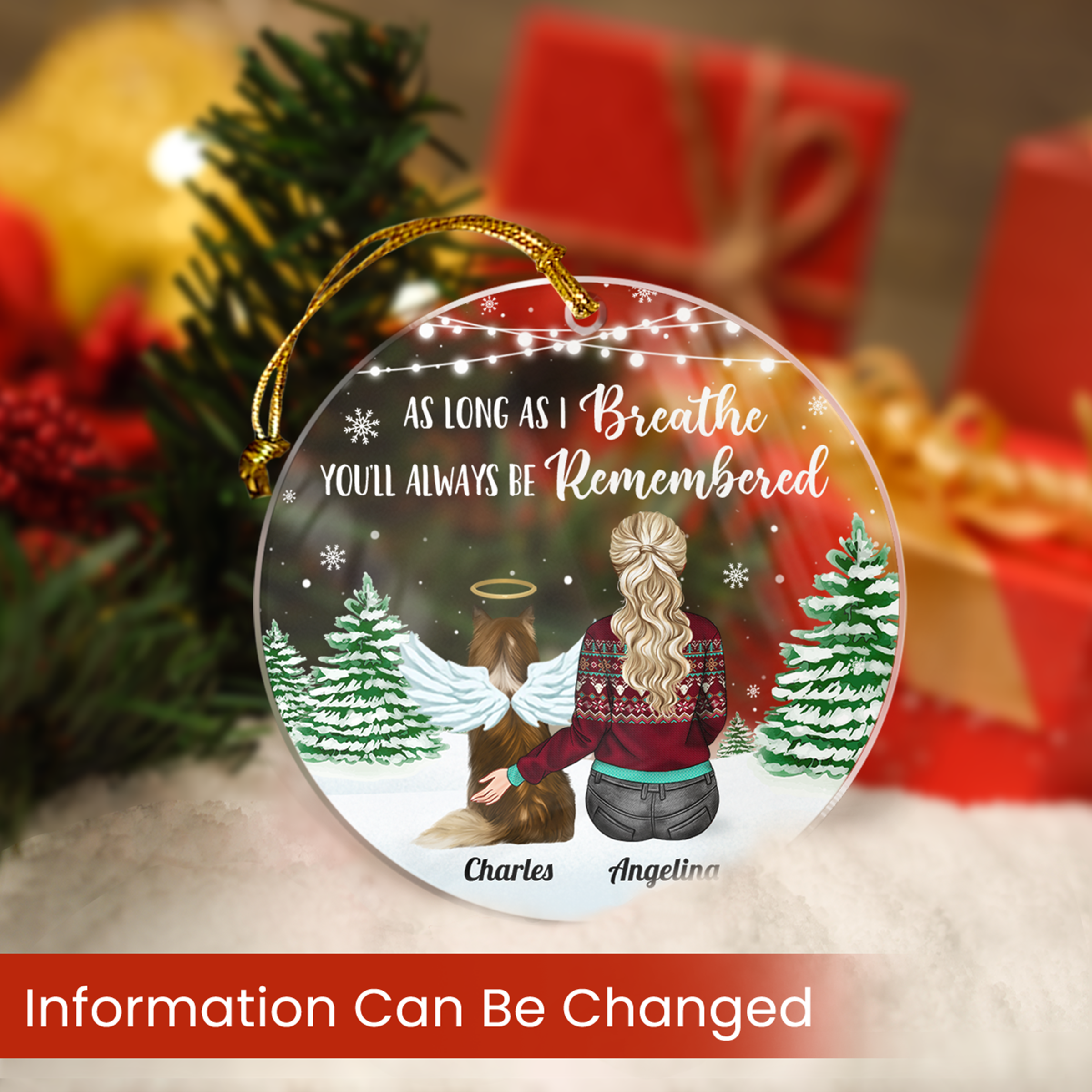 Personalized Dog Memorial Ornaments As Long As I Breathe You Will Be Remembered Acrylic Ornament Christmas Keepsake Sympathy Remembrance Gift