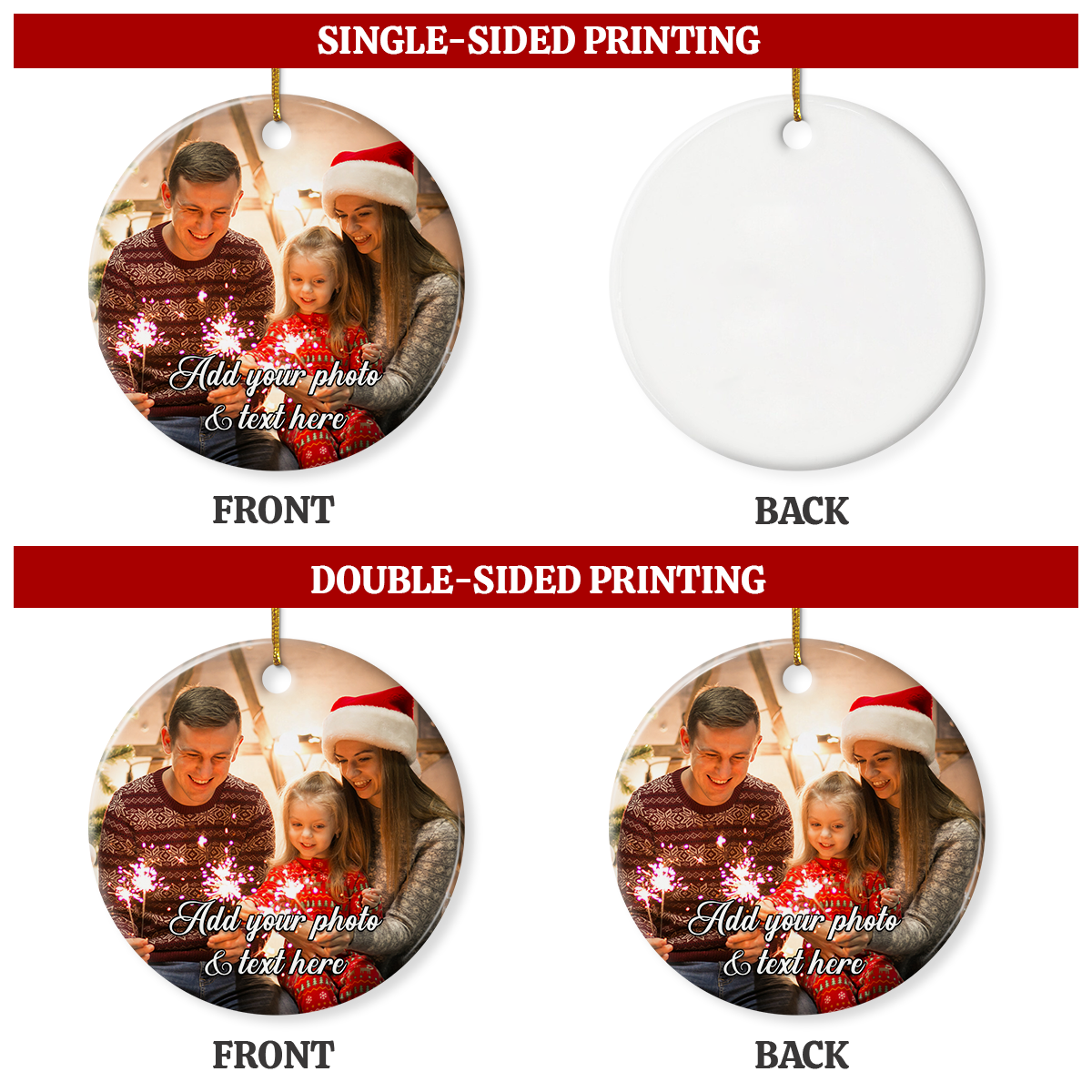 Personalized Christmas Ornament with Photo Picture Custom Ceramic Ornaments for Christmas Tree Create Your Own Ornament Keepsake Gifts Xmas Home Decorations