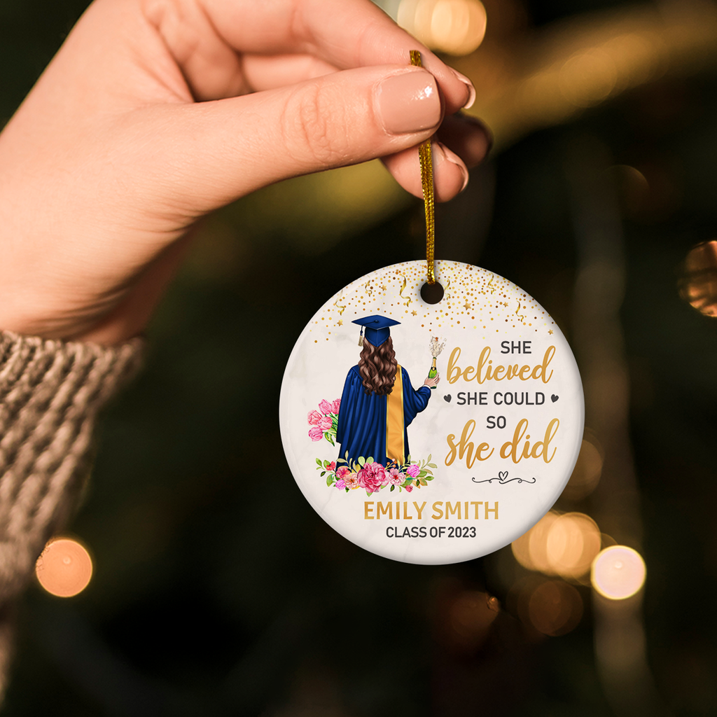 Personalized Graduation Christmas Ornament Class of 2024 Graduate Ceramic Ornaments Graduation Keepsake Gifts Xmas Tree Decorations