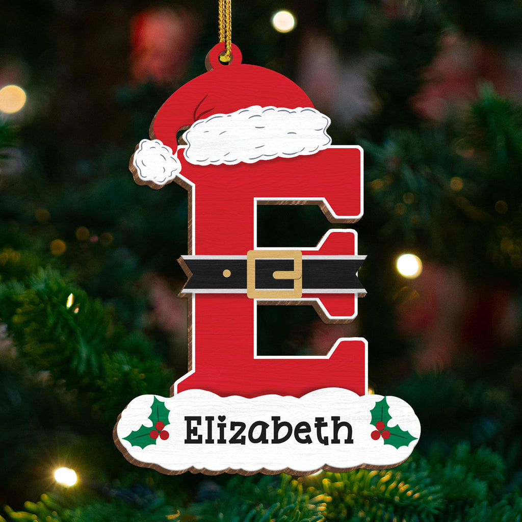 Personalized Christmas Ornament - Custom Intial with Name Shaped Wooden Ornament, Monogram Alphabet Christmas Hanging Decor Keepsake Gift for Women Men Friends Family