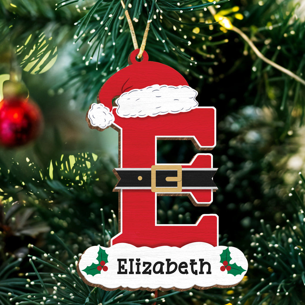 Personalized Christmas Ornament - Custom Intial with Name Shaped Wooden Ornament, Monogram Alphabet Christmas Hanging Decor Keepsake Gift for Women Men Friends Family