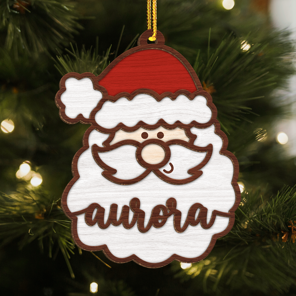Personalized Christmas Ornament - Custom Name, 2 Layered Wooden Design, Christmas Hanging Decor Keepsake Gifts for Boys Girls Women