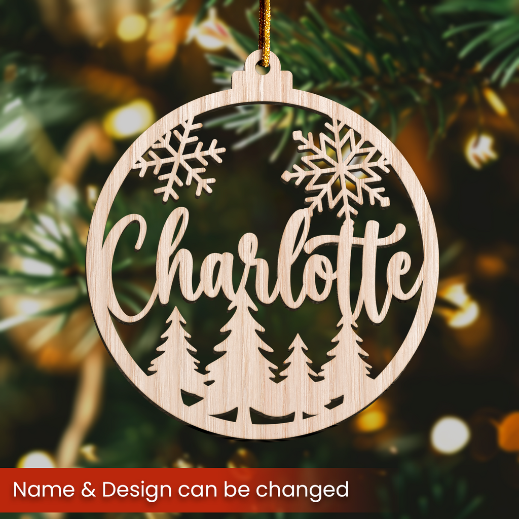 Personalized Christmas Ornament - Customized Name Cut-out Wooden Ornament, Christmas Decoration Gift for Family Men Women Friends Boy Girl Couple