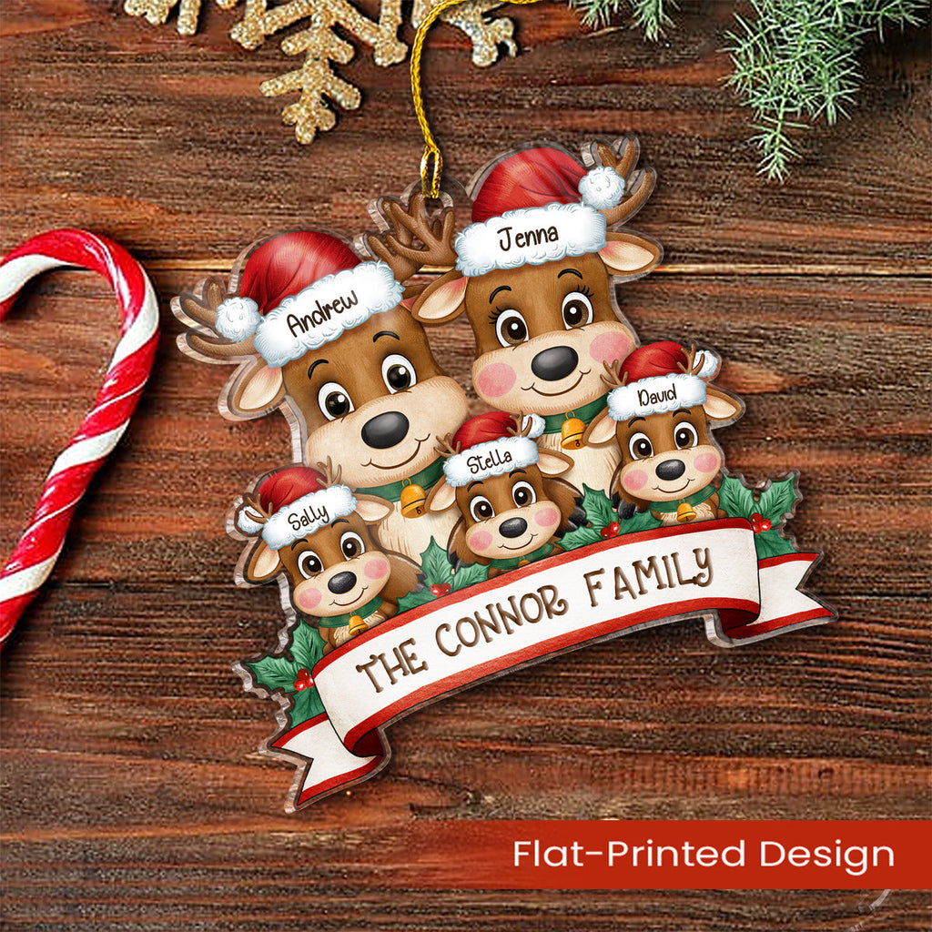 Personalized Family Ornament - Customized Shaped Acrylic Ornaments, Custom Name Reindeer Xmas Ornament, Customized Christmas Hanging Decoration Gifts