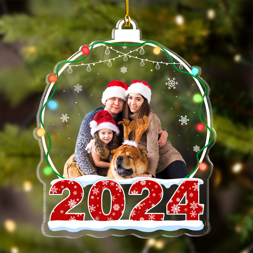 Personalized Family Photo Ornament - Customized Photo Snow Globe Shaped Acrylic Ornaments, Custom Picture Ornaments, Birthday Gift for Family Members