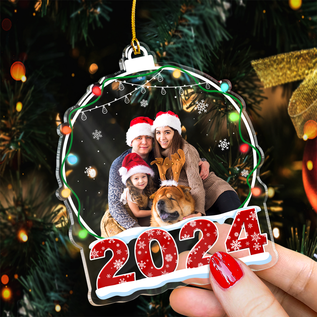 Personalized Family Photo Ornament - Customized Photo Snow Globe Shaped Acrylic Ornaments, Custom Picture Ornaments, Birthday Gift for Family Members