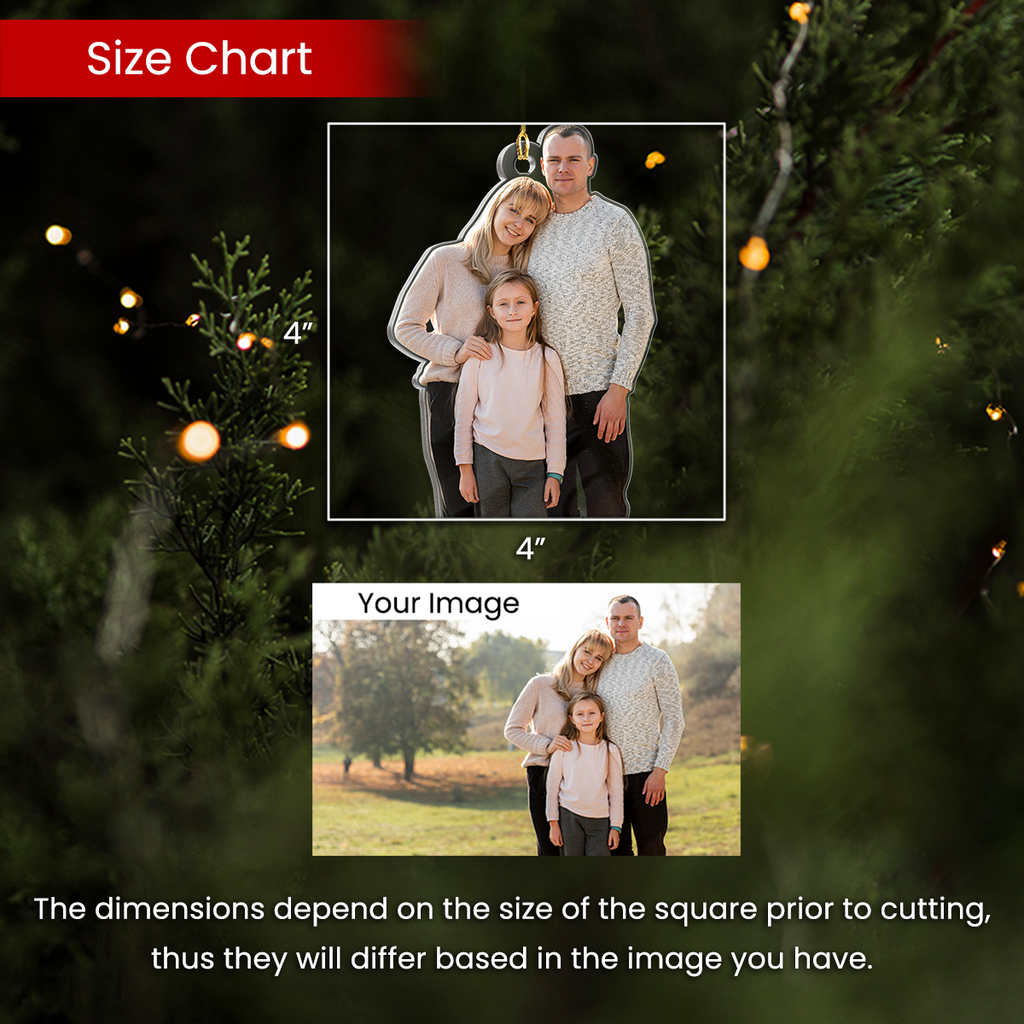 Personalized Family Photo Ornament - Customized Photo Shaped Acrylic Ornaments, Custom Christmas Ornaments, Birthday Gift for Family Members