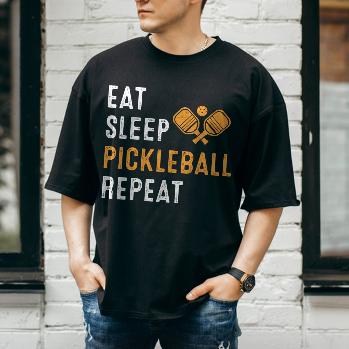 Eat Sleep Pickleball Repeat T Shirt Funny Pickle Ball Game