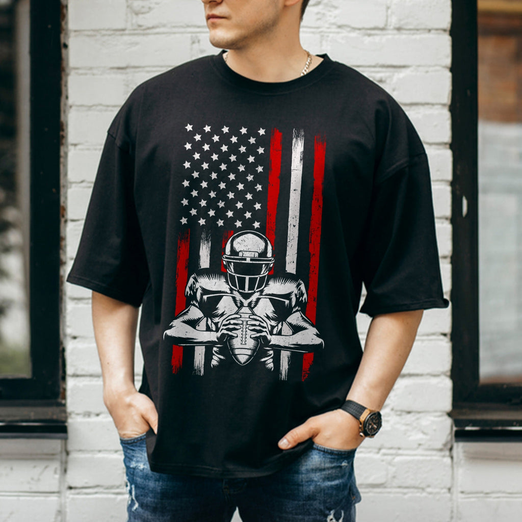 American Flag Football Team Gift for Men Boys T-Shirt