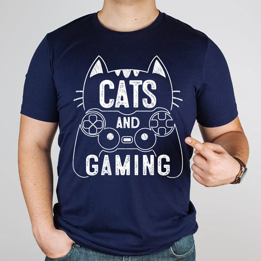Cats And Gaming Funny Cat Lover Gaming Gift Gamer T-Shirt