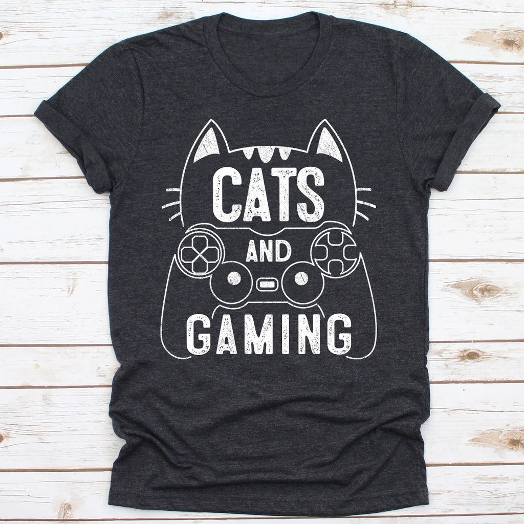 Cats And Gaming Funny Cat Lover Gaming Gift Gamer T-Shirt